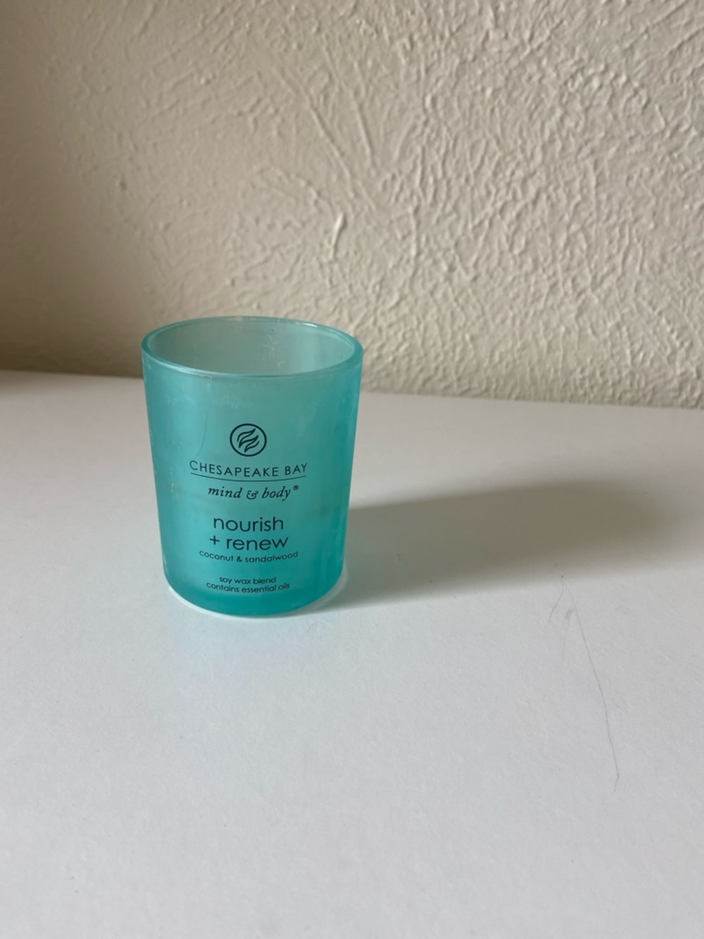 Chesapeake Bay Nourish + Renew Empty Candle - Teal Frosted Glass